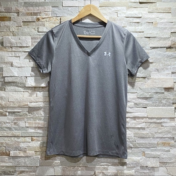 Under Armour Heatgear Loose Fit Woman's V-Neck Grey Shirt - Picture 1 of 7
